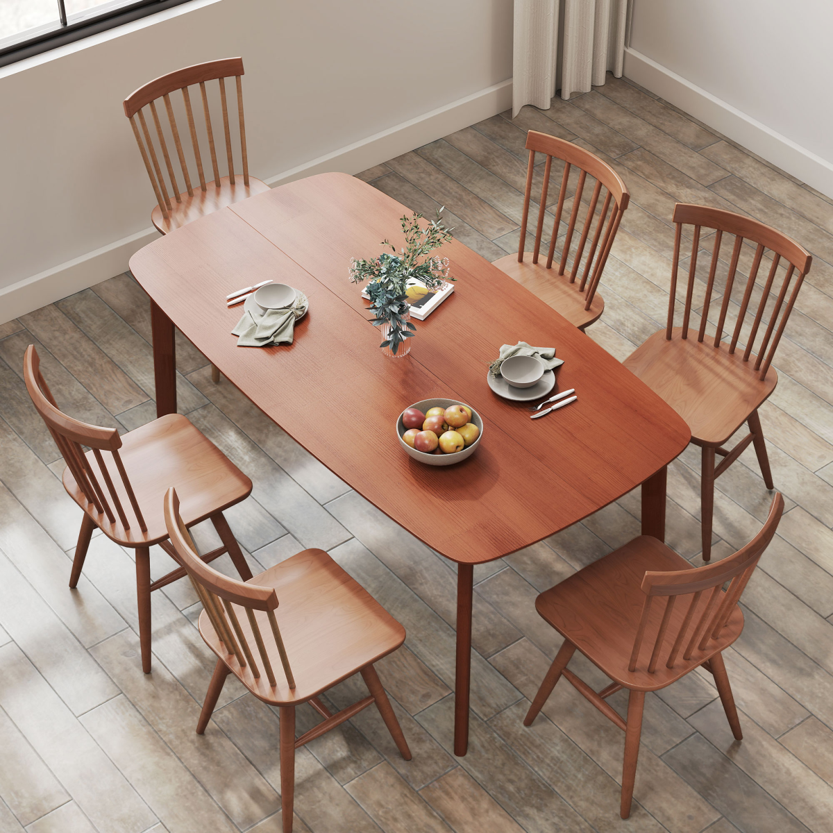 Aurora 150 cm Rectangular Dining Table with Solid Wood Frame, Light Brown