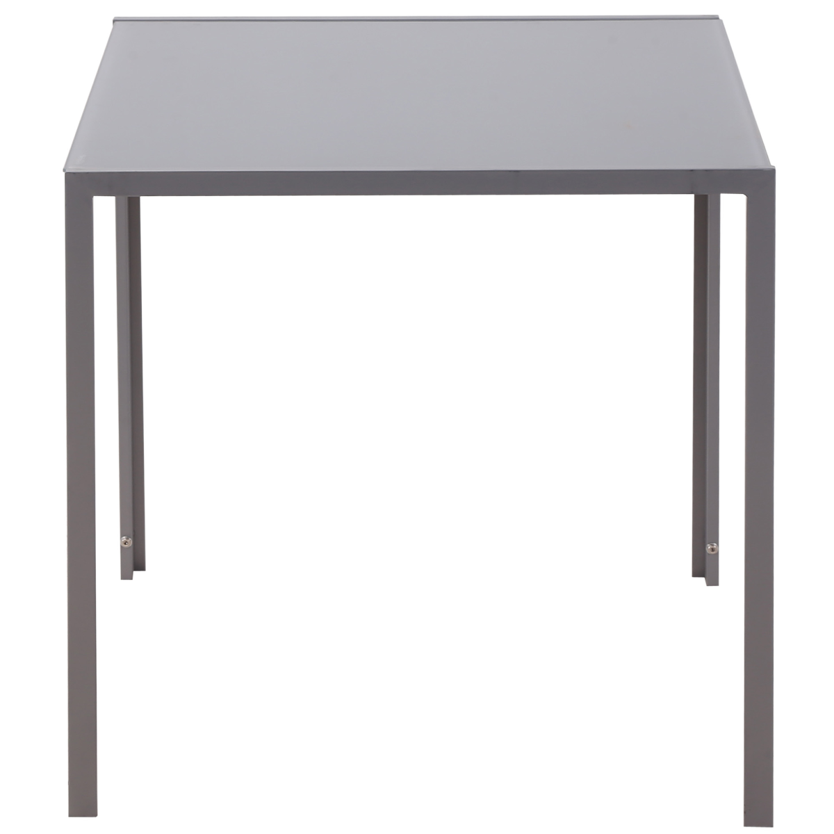 Modern Square Dining Table with Tempered Glass Top & Metal Legs