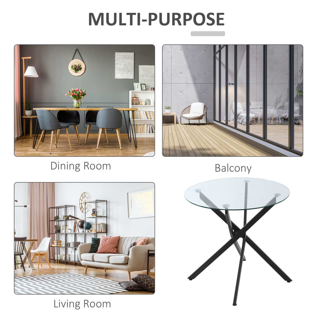 Aurora Clear Glass Side Table Round Metal Dining Table Dining Black