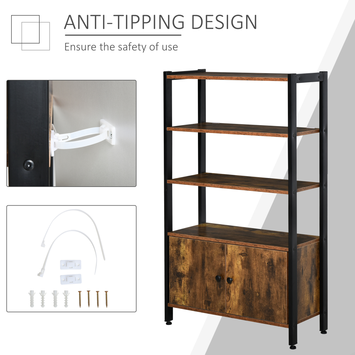 Multifunctional Bookshelf Storage Cabinet Bookcase Shelves & Cupboard