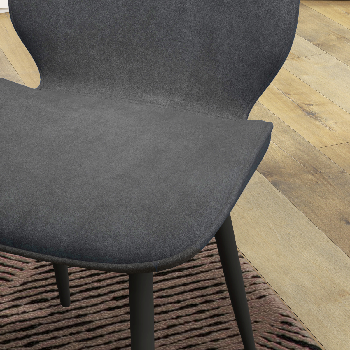 Aurora Dining Chairs Set of 2, Upholstered Kitchen Chairs with Metal Legs, Grey