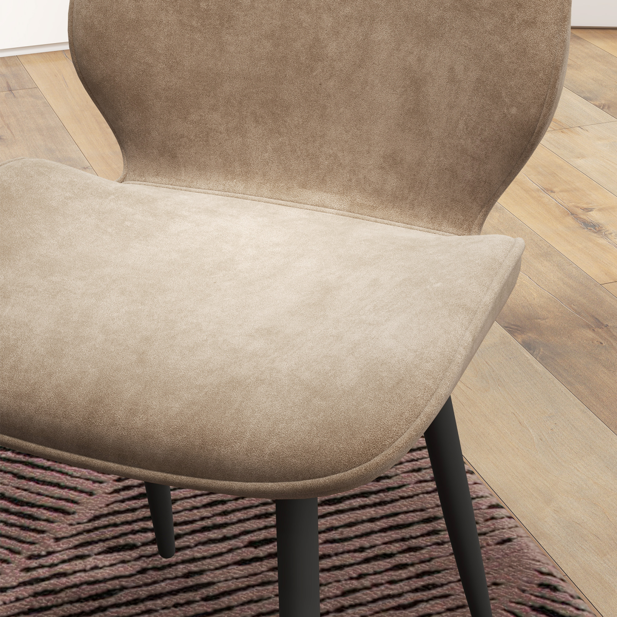 Aurora Dining Chairs Set of 2, Upholstered Kitchen Chairs with Metal Legs, Brown