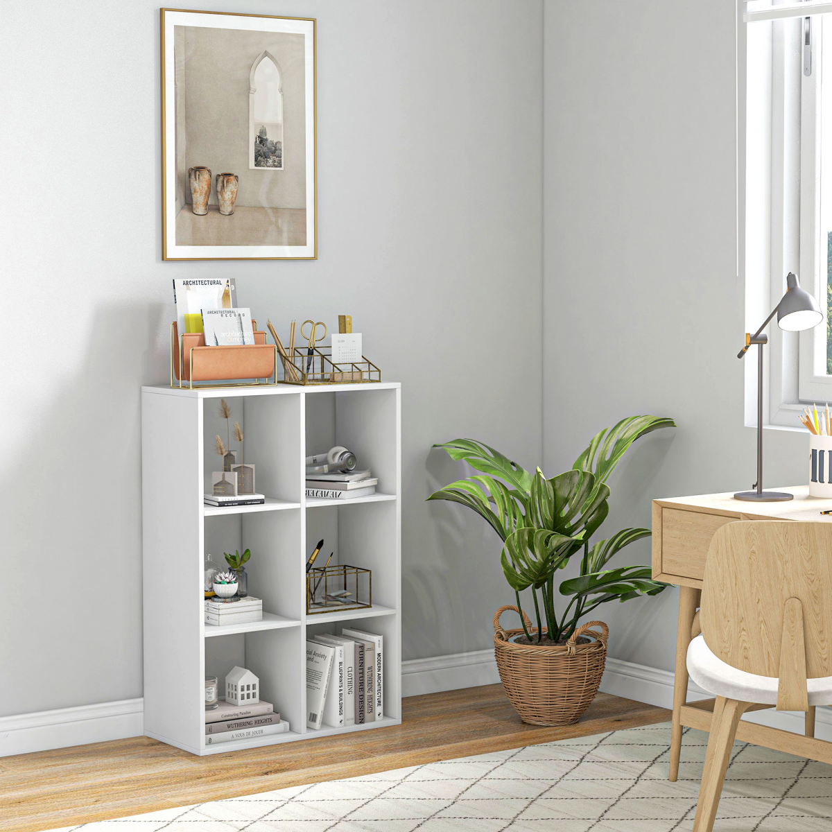 Storage Cabinet Bookcase 6 Cube Organiser Shelves White