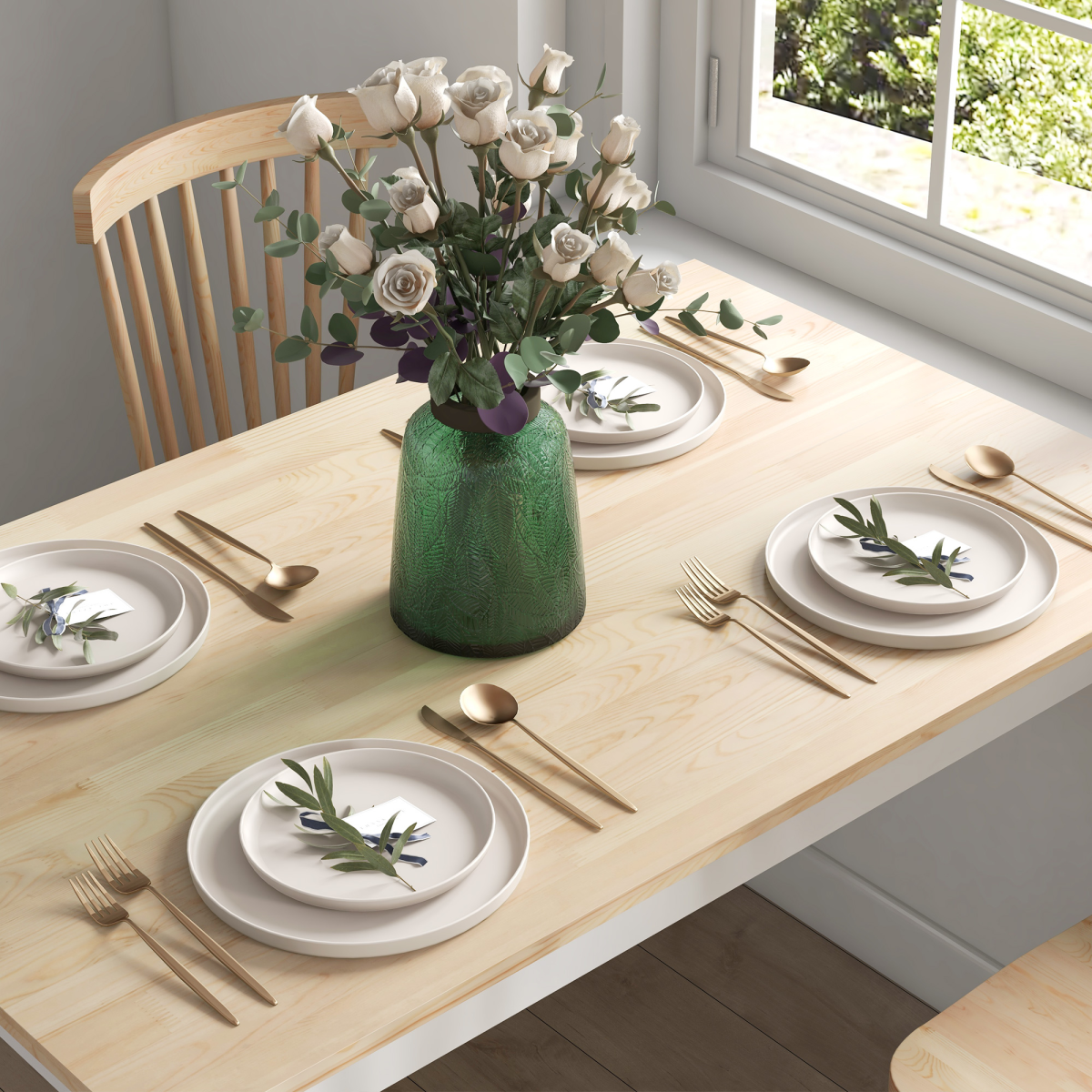 Aurora Dining Table Farmhouse Kitchen Table w/ Wood Frame for Dining Room