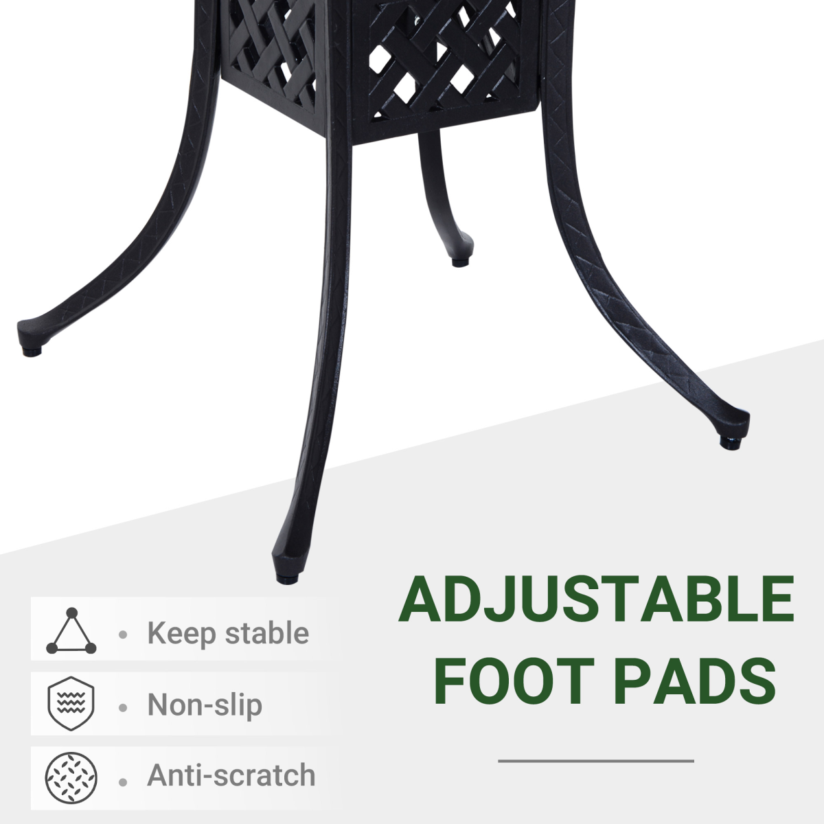 Outsunny Square Aluminium Outdoor Garden Dining Table with Umbrella Hole, Black