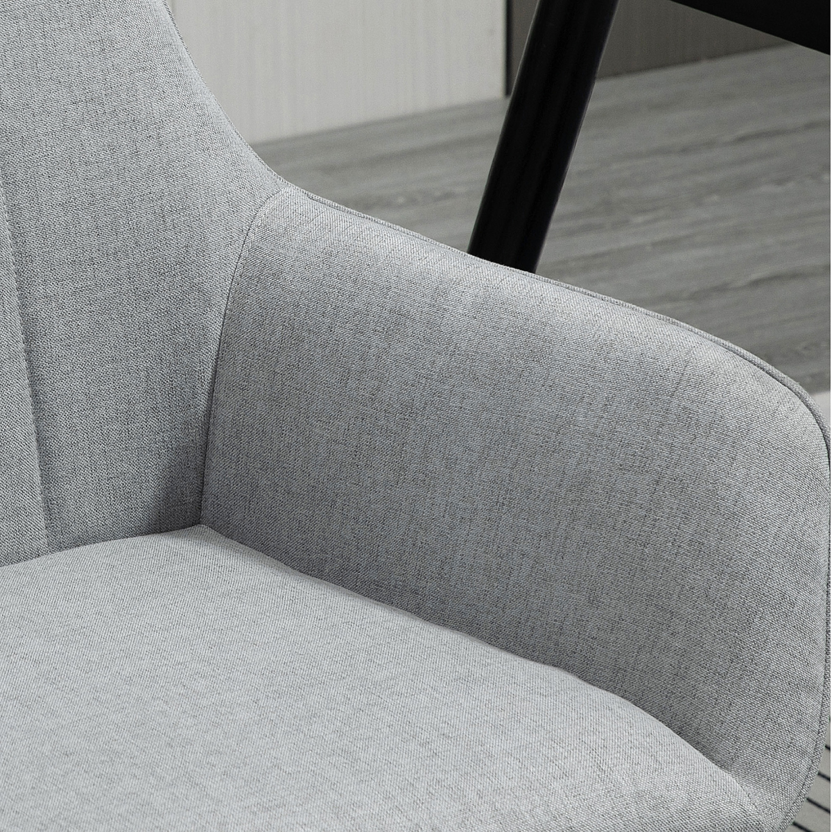Set of 2 Dining Chairs Upholstered with Metal Legs, Light Grey 2 h