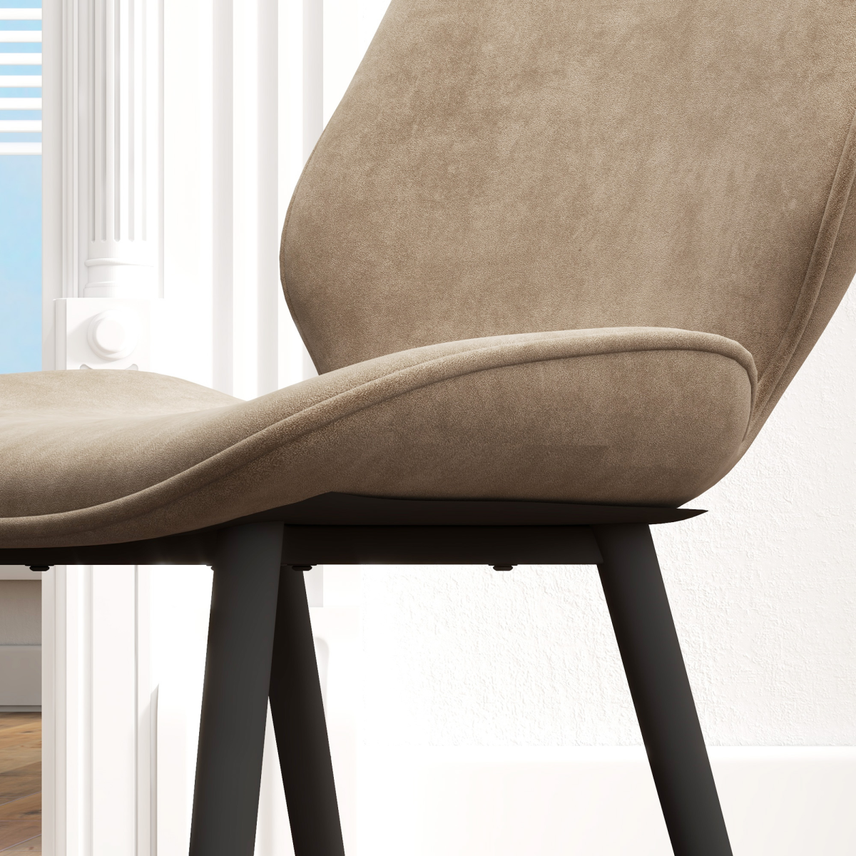 Aurora Dining Chairs Set of 2, Upholstered Kitchen Chairs with Metal Legs, Brown