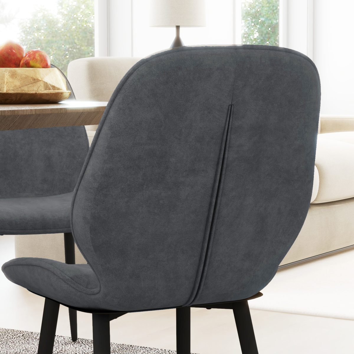 Aurora Dining Chairs Set of 2, Upholstered Kitchen Chairs with Metal Legs, Grey