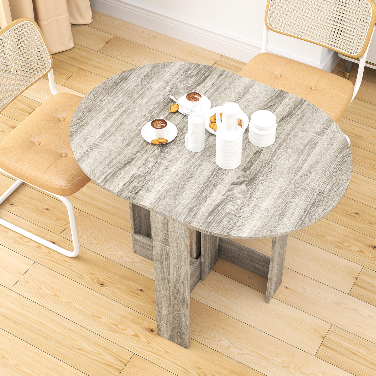 Aurora Folding Dining Table Foldable Drop Leaf Dinner Table for Kitchen Grey