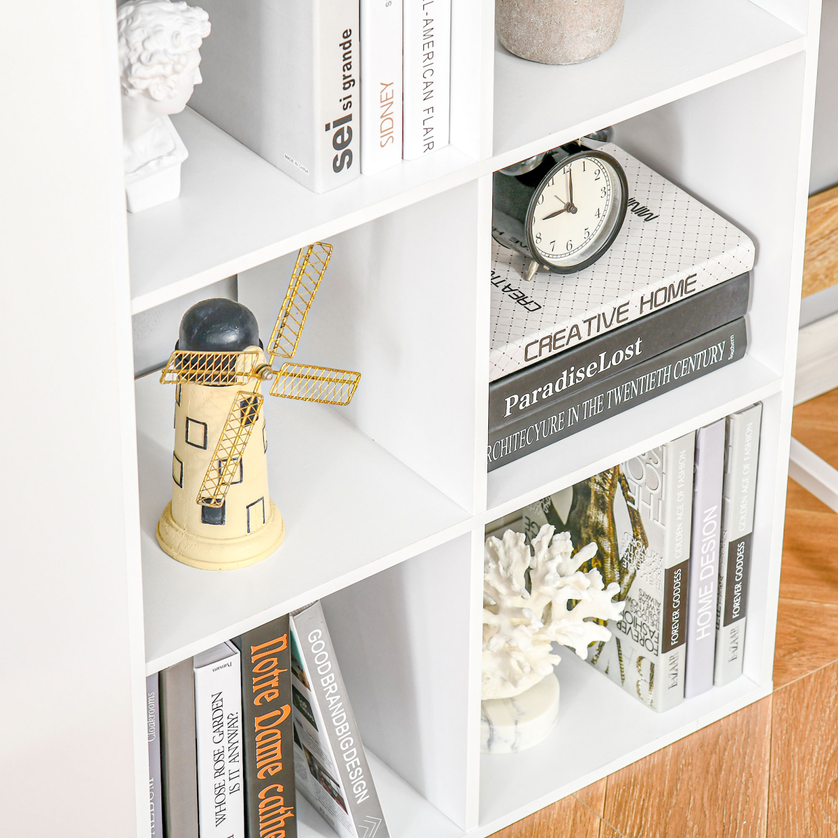 Storage Cabinet Bookcase 6 Cube Organiser Shelves White