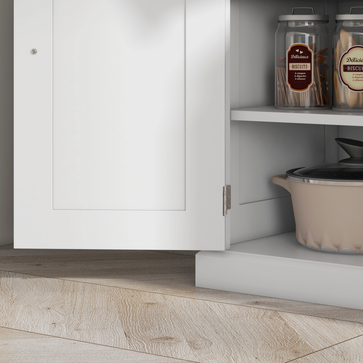 Freestanding Kitchen Storage Cabinet Drawers Cupboards Shelves White