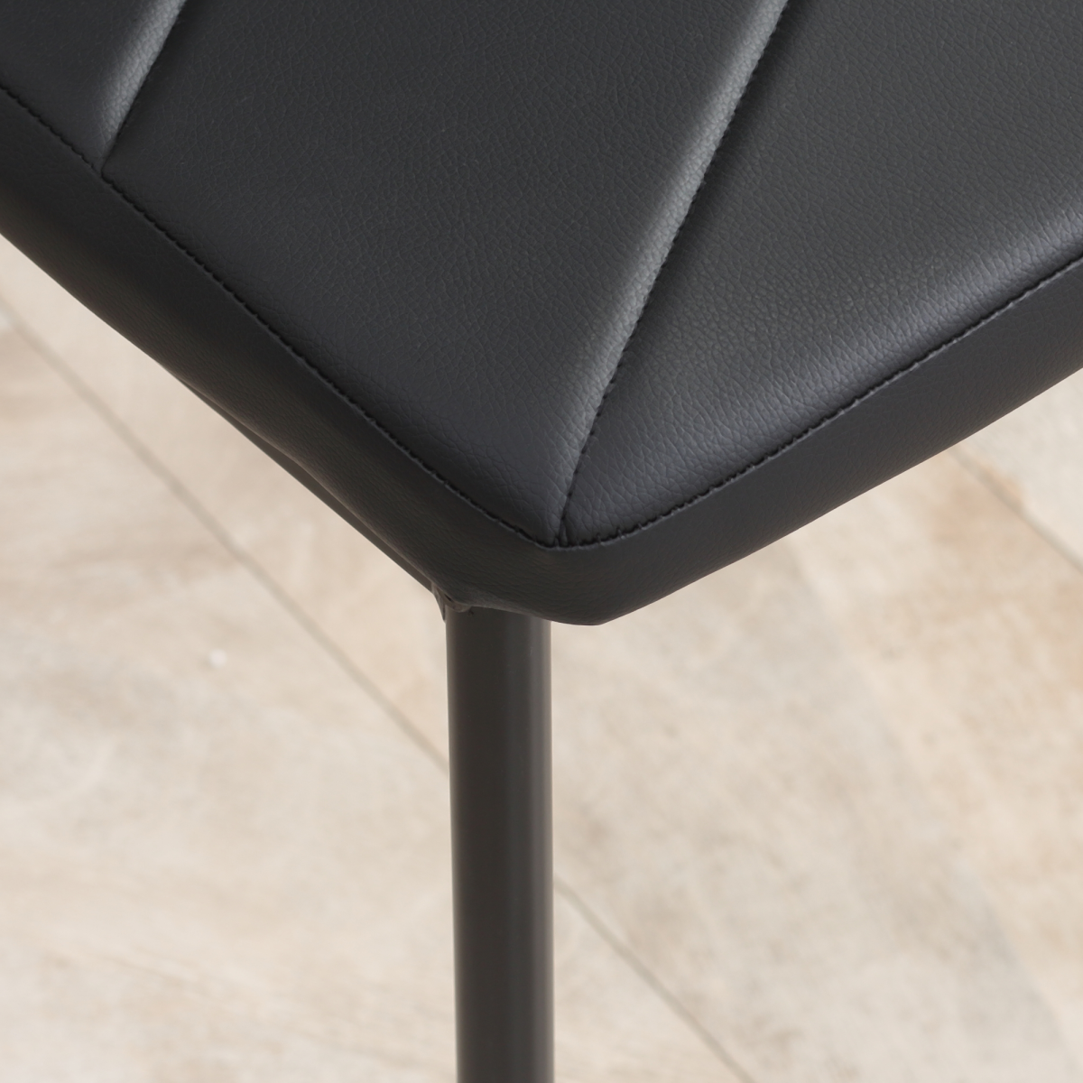 Aurora 6-Pieces Dining Chairs, Faux Leather Kitchen Chairs, Black