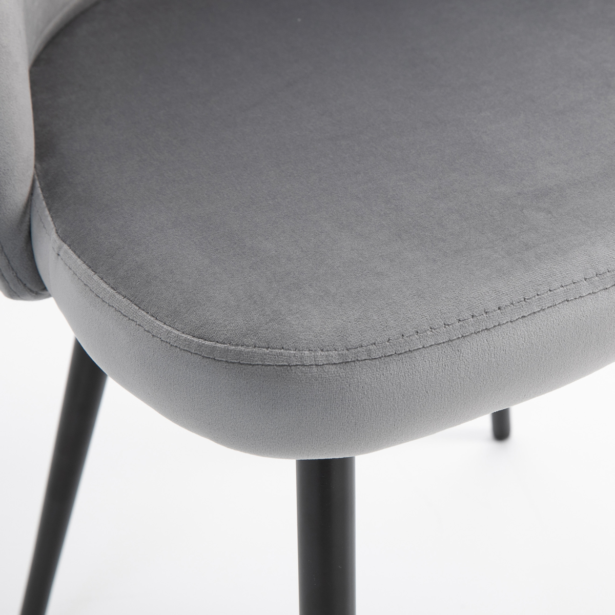 2 Pieces Modern Upholstered Fabric Bucket Seat Dining Chairs Living Room Grey