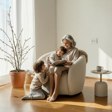 ALUXO Nolita Accent Armchair In Latte Boucle Fabric