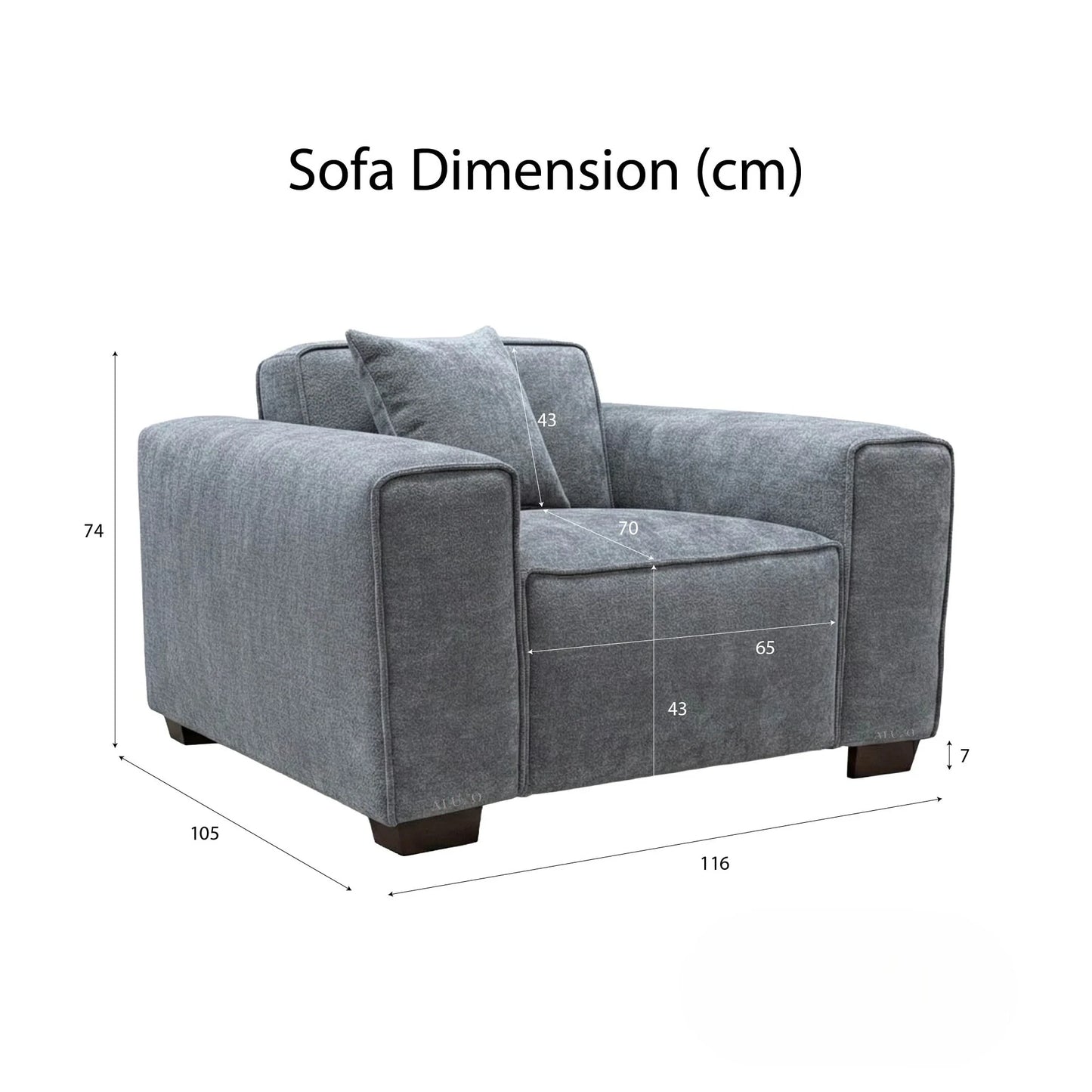 ALUXO Dakota Modular Armchair In Pebble Grey Boucle Fabric