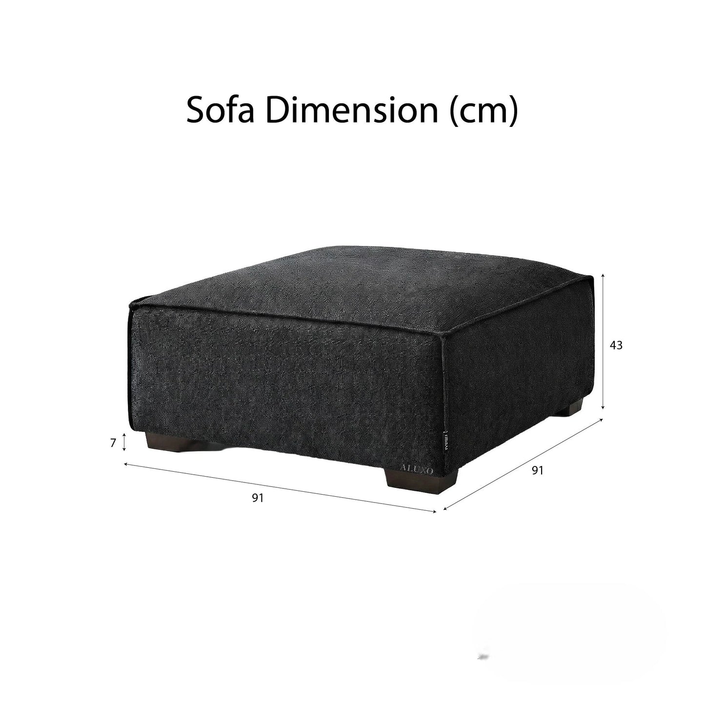 ALUXO Dakota Modular Footstool In Pebble Grey Boucle Fabric
