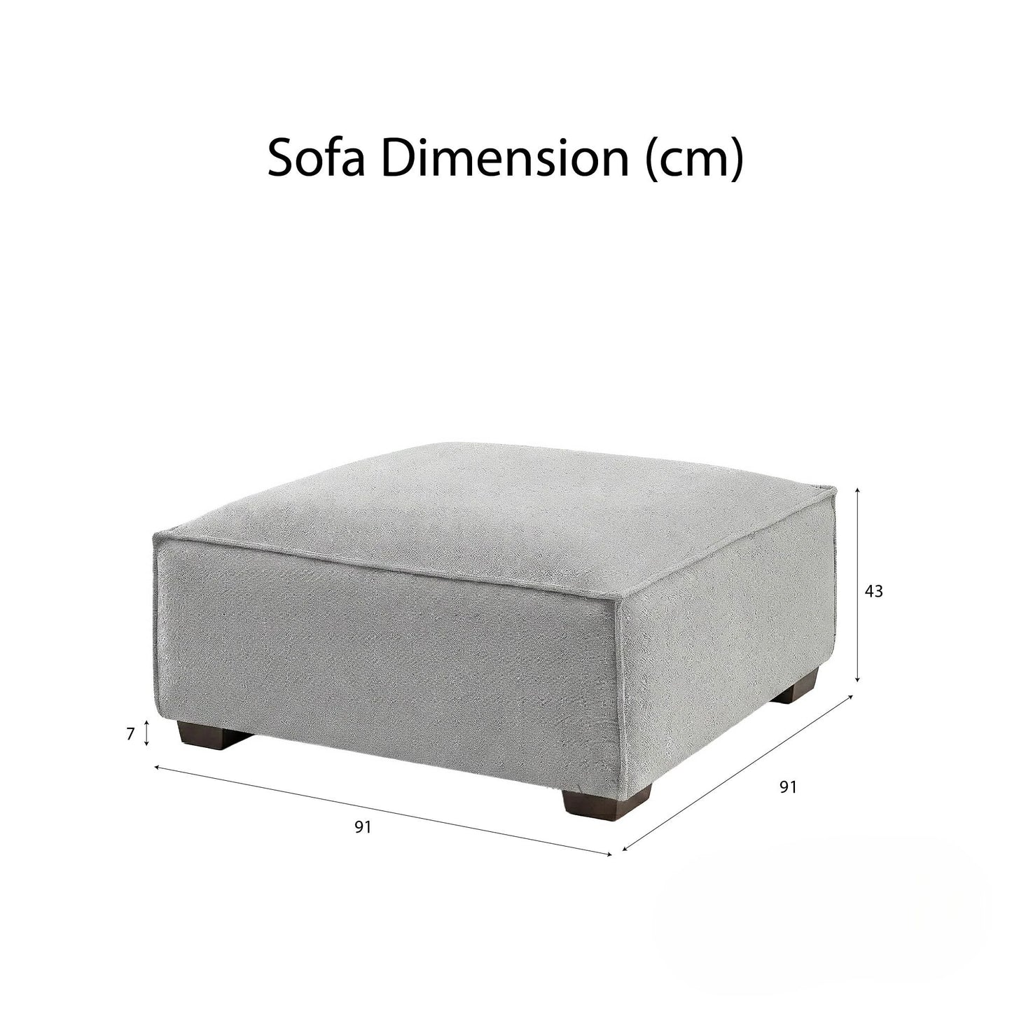 ALUXO Dakota Modular Footstool In Charcoal Grey Boucle Fabric