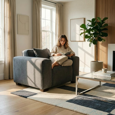 ALUXO Dakota Modular Armchair In Charcoal Grey Boucle Fabric