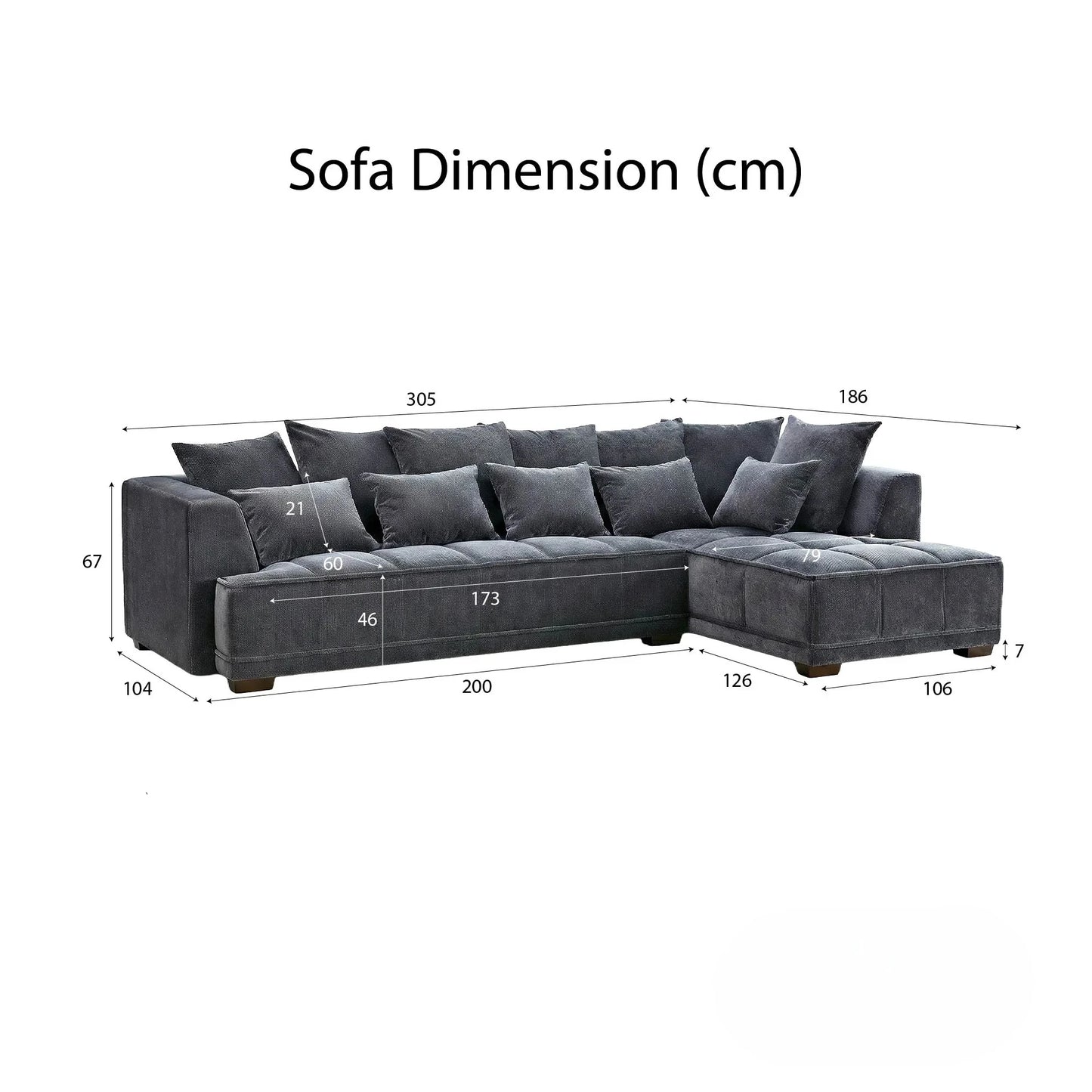 ALUXO Gramercy Right Hand Facing Corner Sofa In Steel Grey Velvet