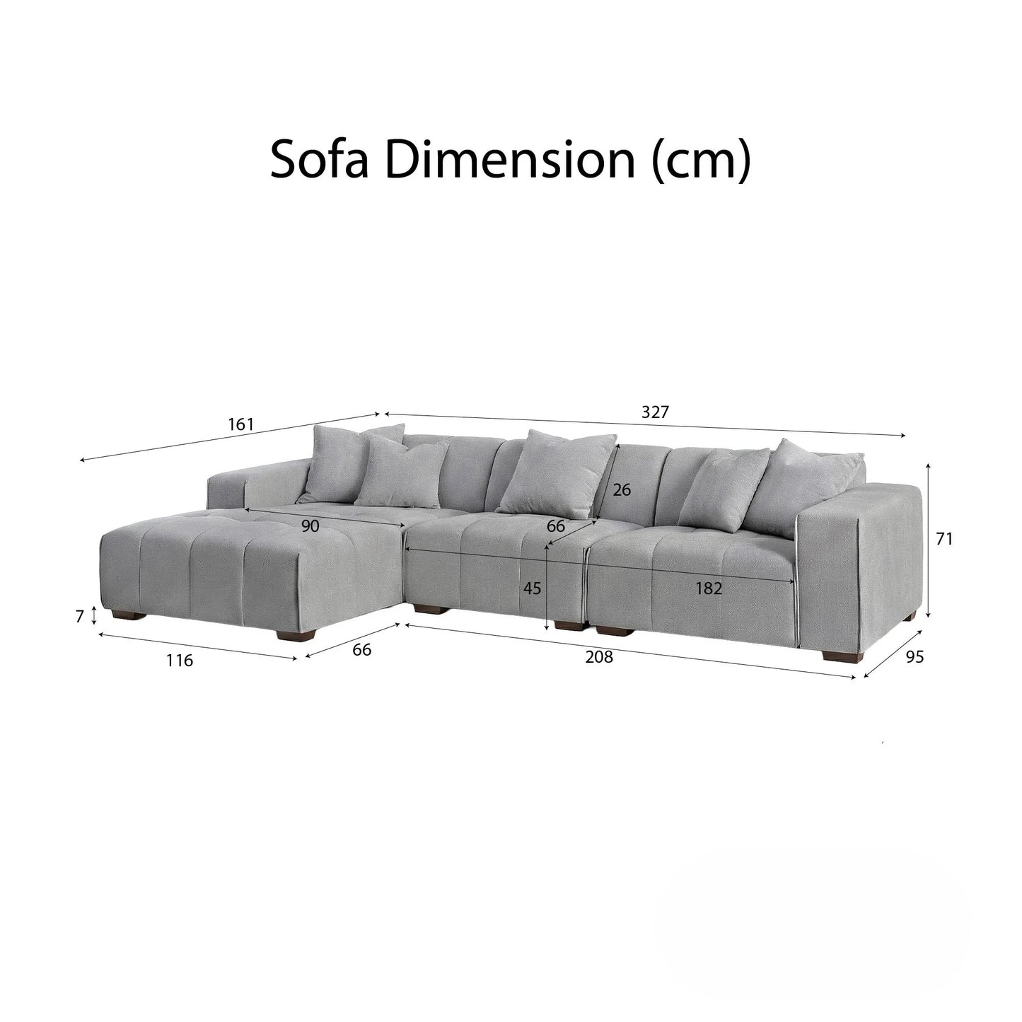 ALUXO Leonard Left Hand Facing Corner Sofa In Cloudy Grey Boucle Fabric