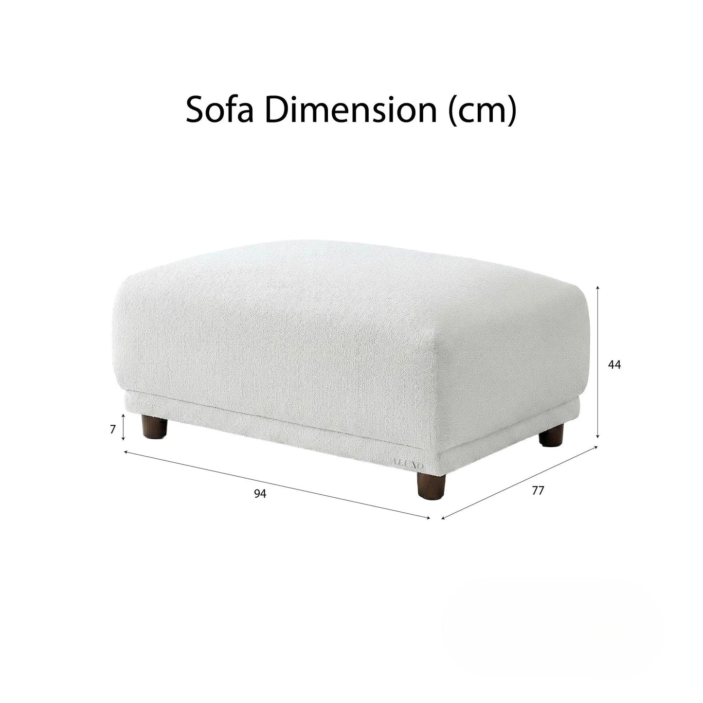 ALUXO Lottie Modular Footstool In Polar White Boucle Fabric