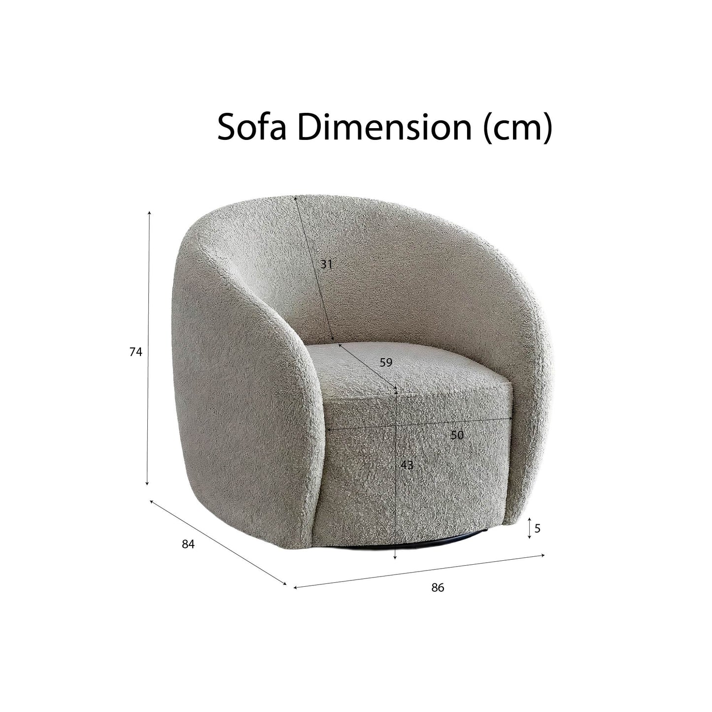 ALUXO Nolita Accent Armchair In Latte Boucle Fabric