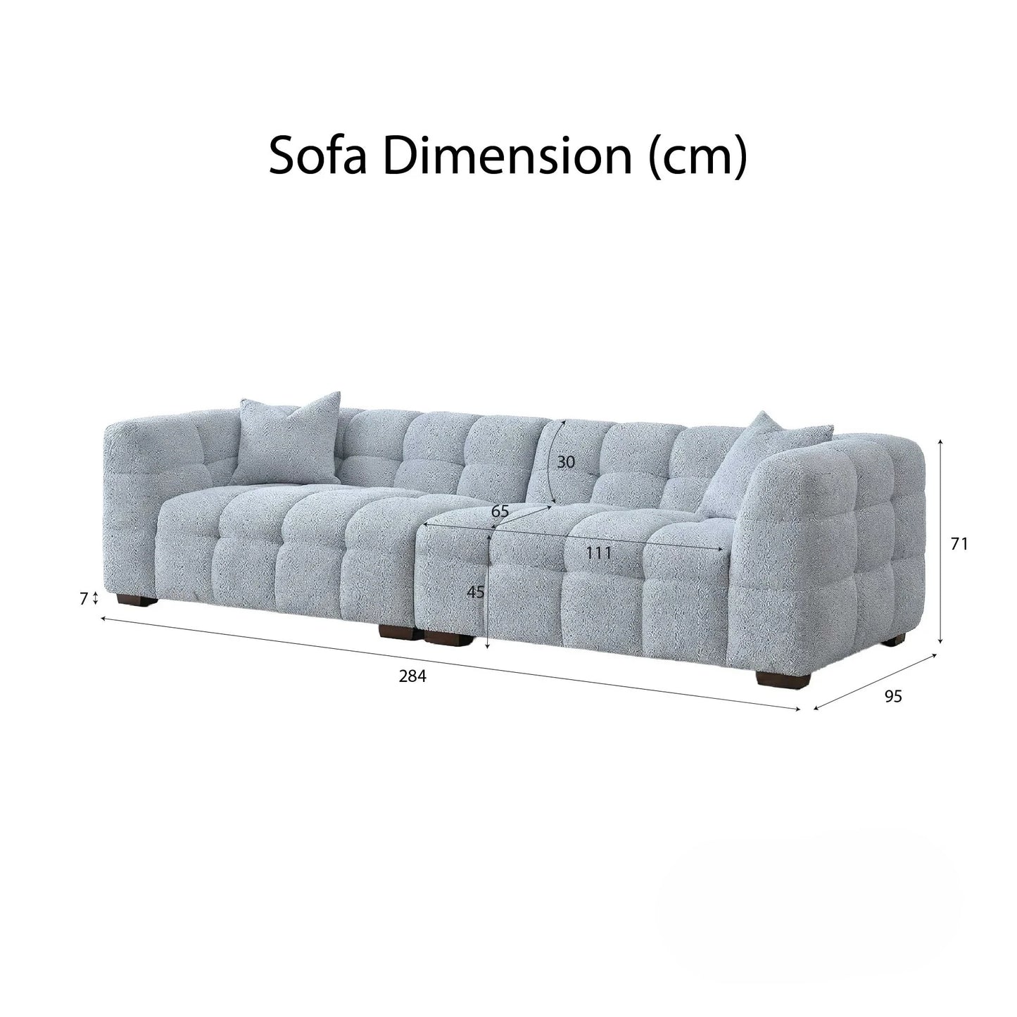 ALUXO Tribeca Bubble 4 Seater Large Sofa In Oatmeal Beige Boucle Fabric