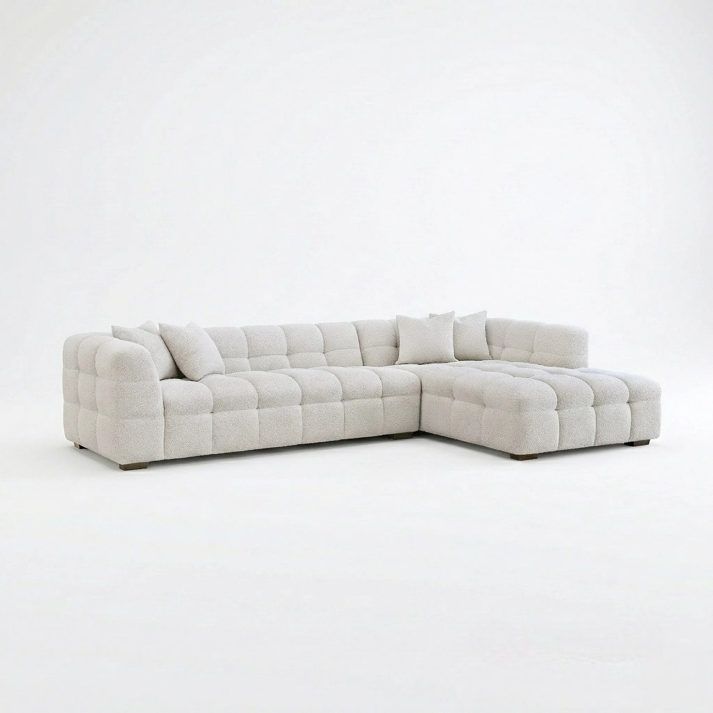 ALUXO Tribeca Bubble Right Hand Facing Corner Sofa In Iron Grey Boucle Fabric