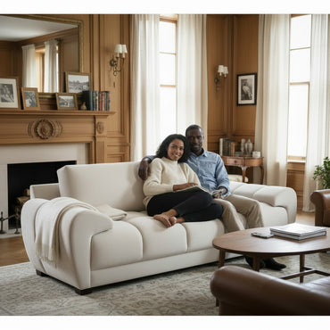Azzuro Cream Fabric 3 Seater Sofa