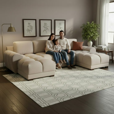 Azzuro Mocha Brown Fabric U Shape Corner Sofa