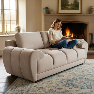 Azzuro Mocha Brown Fabric 2 Seater Sofa