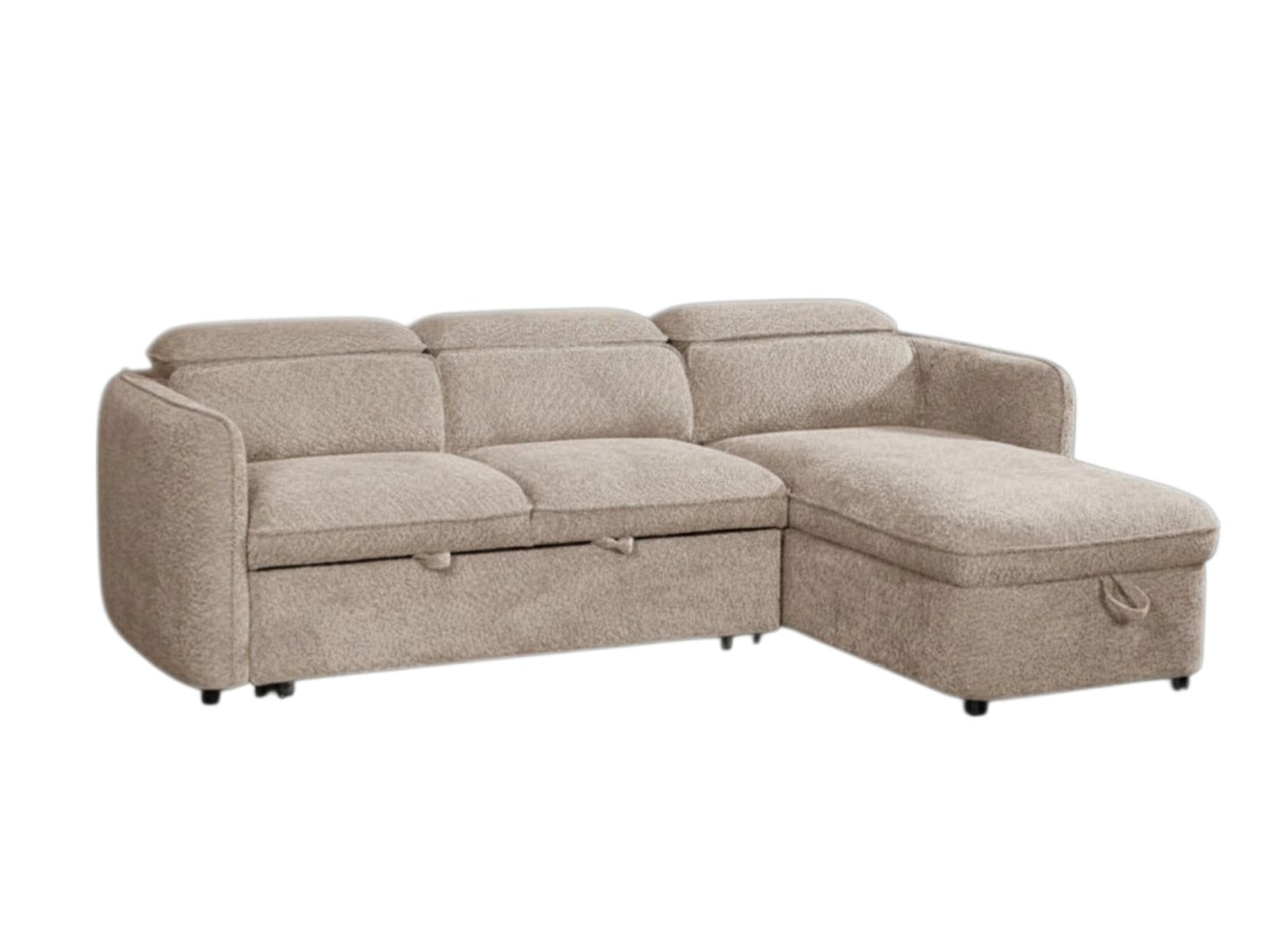 Capri Sofabed Beige Fabric Universal Storage Corner Sofa
