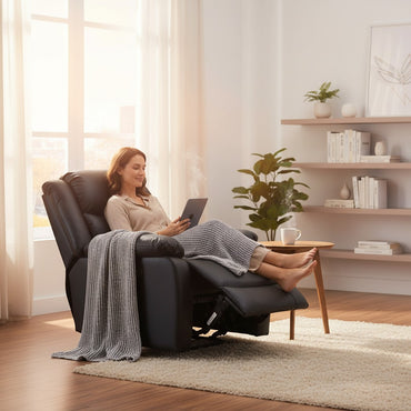 Conrad Manual Recliner Black Faux Leather Armchair