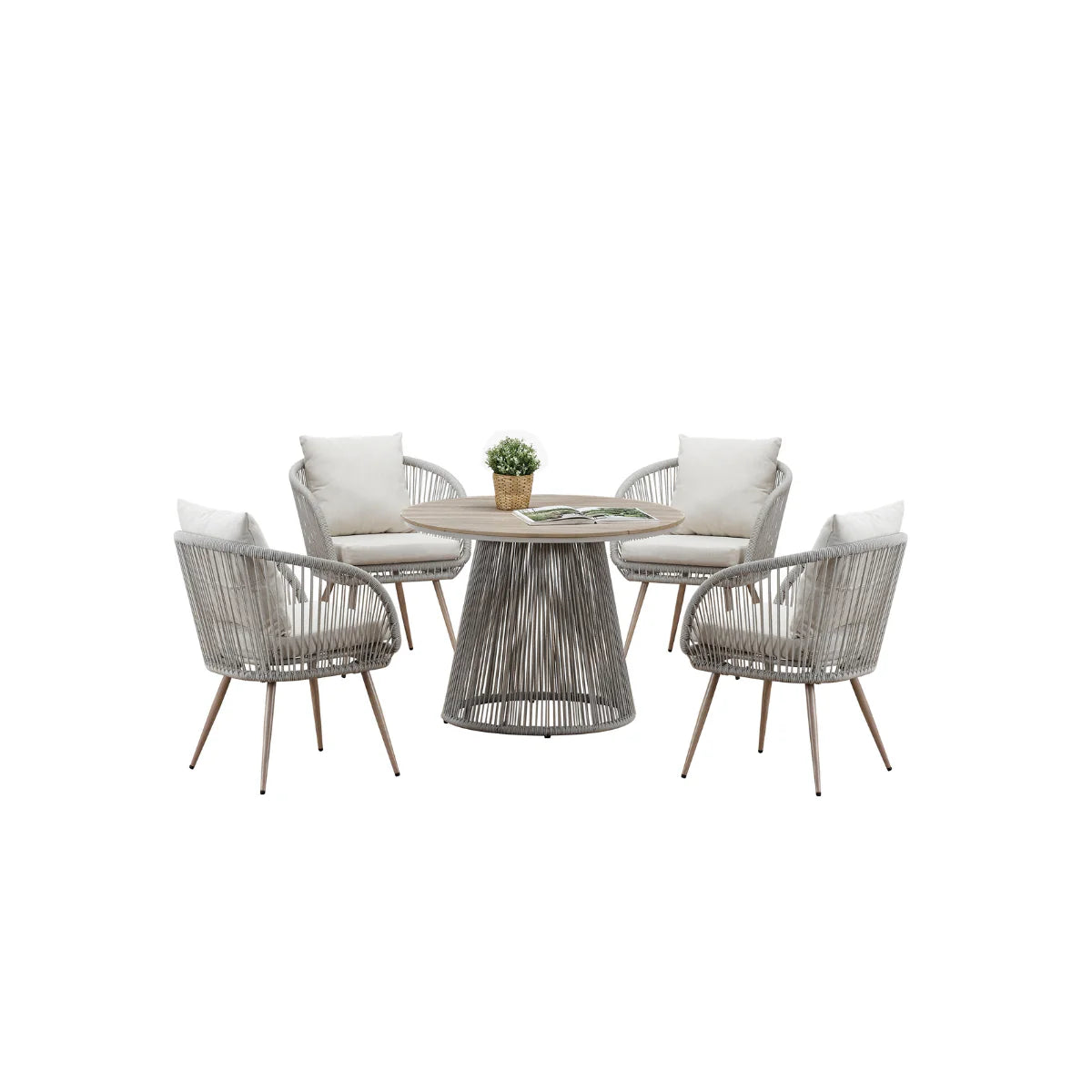 Cove 4 Seater Outdoor Dining Set With Natural Finish