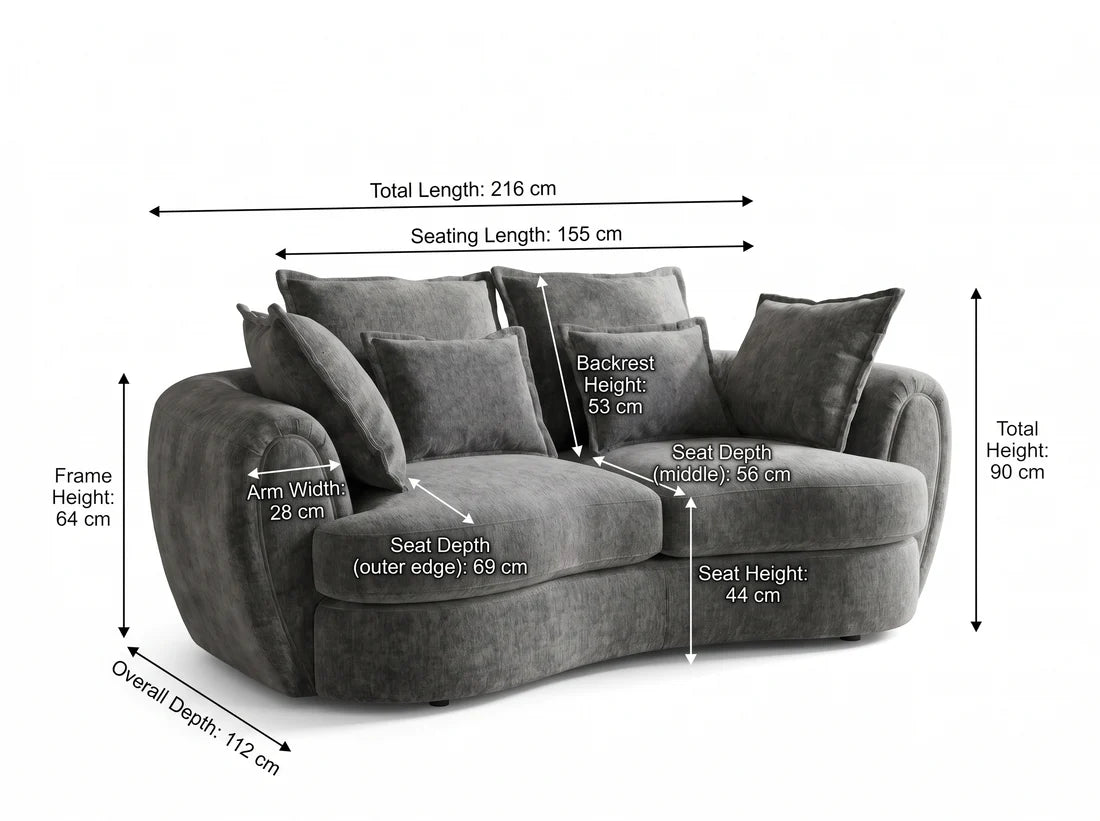 Dorchester Grey Fabric 3 Seater Sofa