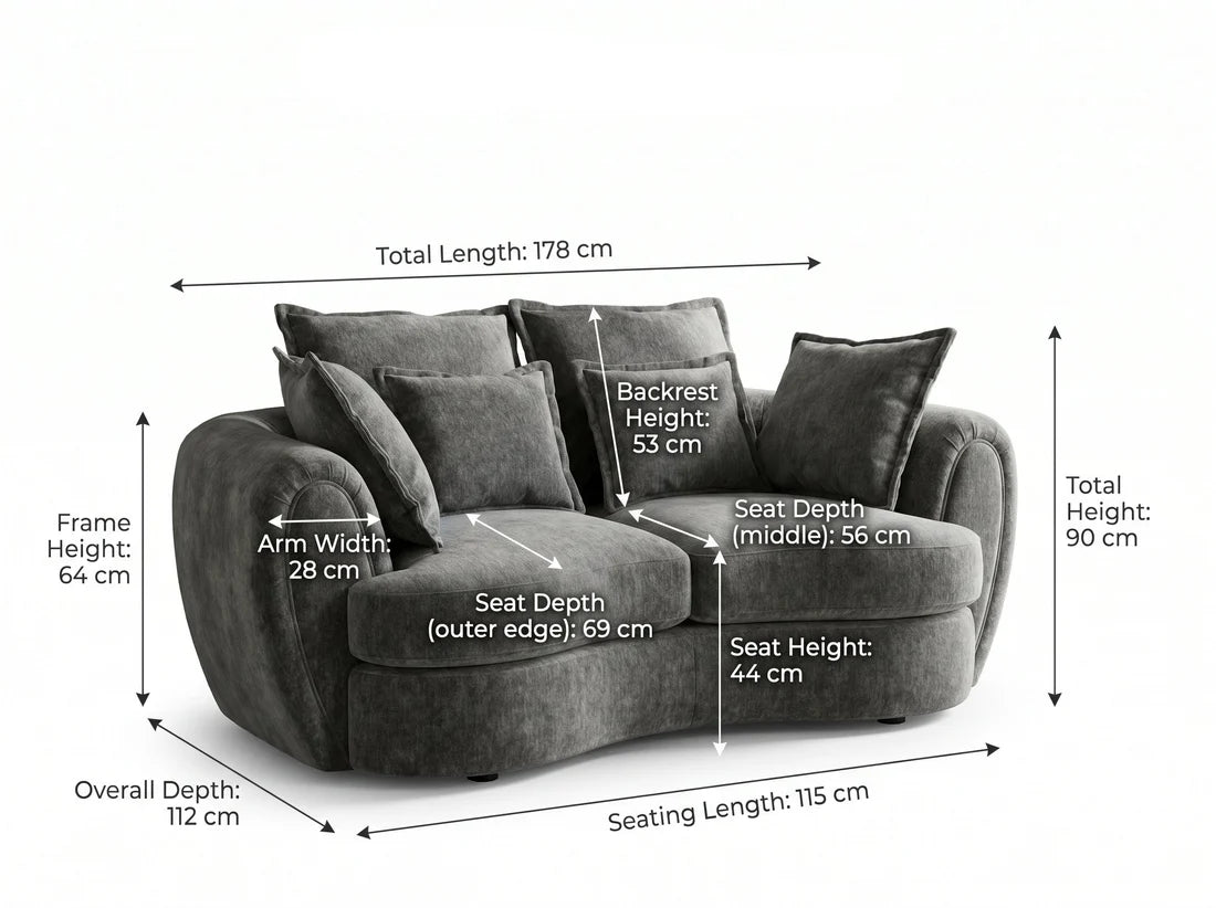 Dorchester Charcoal Grey Fabric 3+2 Sofa Suite