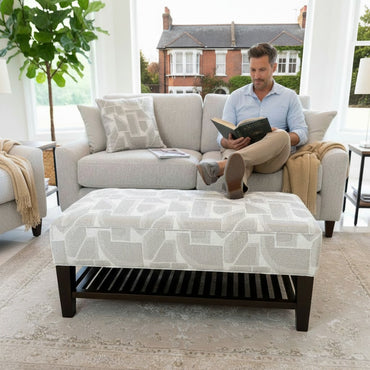 Douglas Beige Fabric Footstool