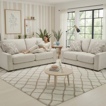 Douglas Beige Fabric 3+2 Sofa Suite