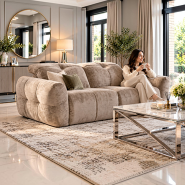 Faringdon Electric Power Recliner Beige Fabric 2 Seater Sofa