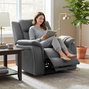 Galaxy Tech Electric Recliner Grey Fabric Armchair