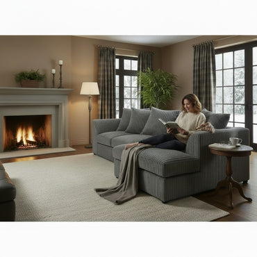 Harley Jumbo Grey Fabric Right Hand L-Shape Corner Sofa