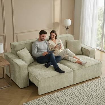 Houston Electric Sofabed Green Fabric 3 Seater Sofa