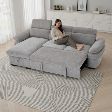Hudson Sofabed Grey Fabric Universal Storage Corner Sofa