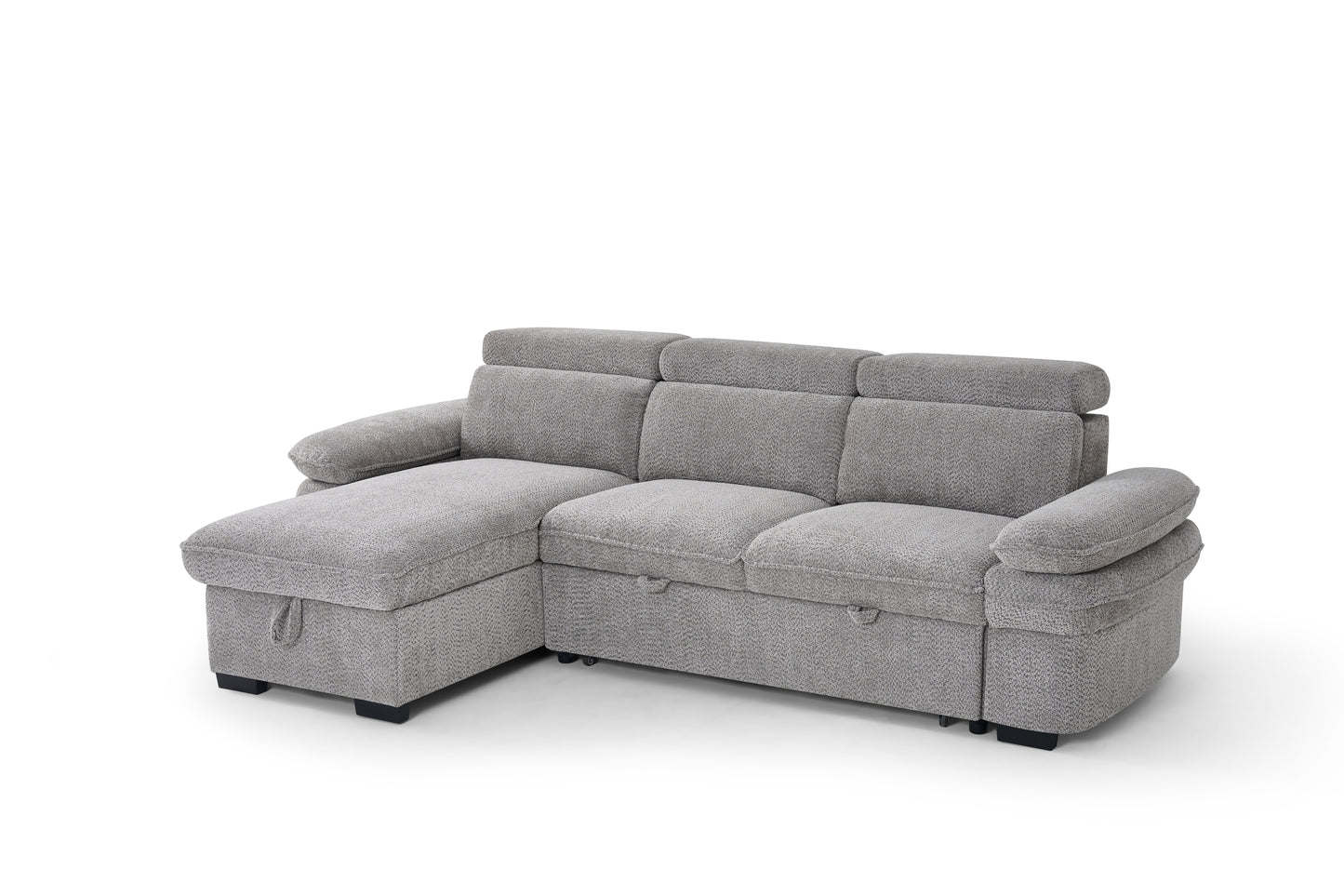 Hudson Sofabed Grey Fabric Universal Storage Corner Sofa