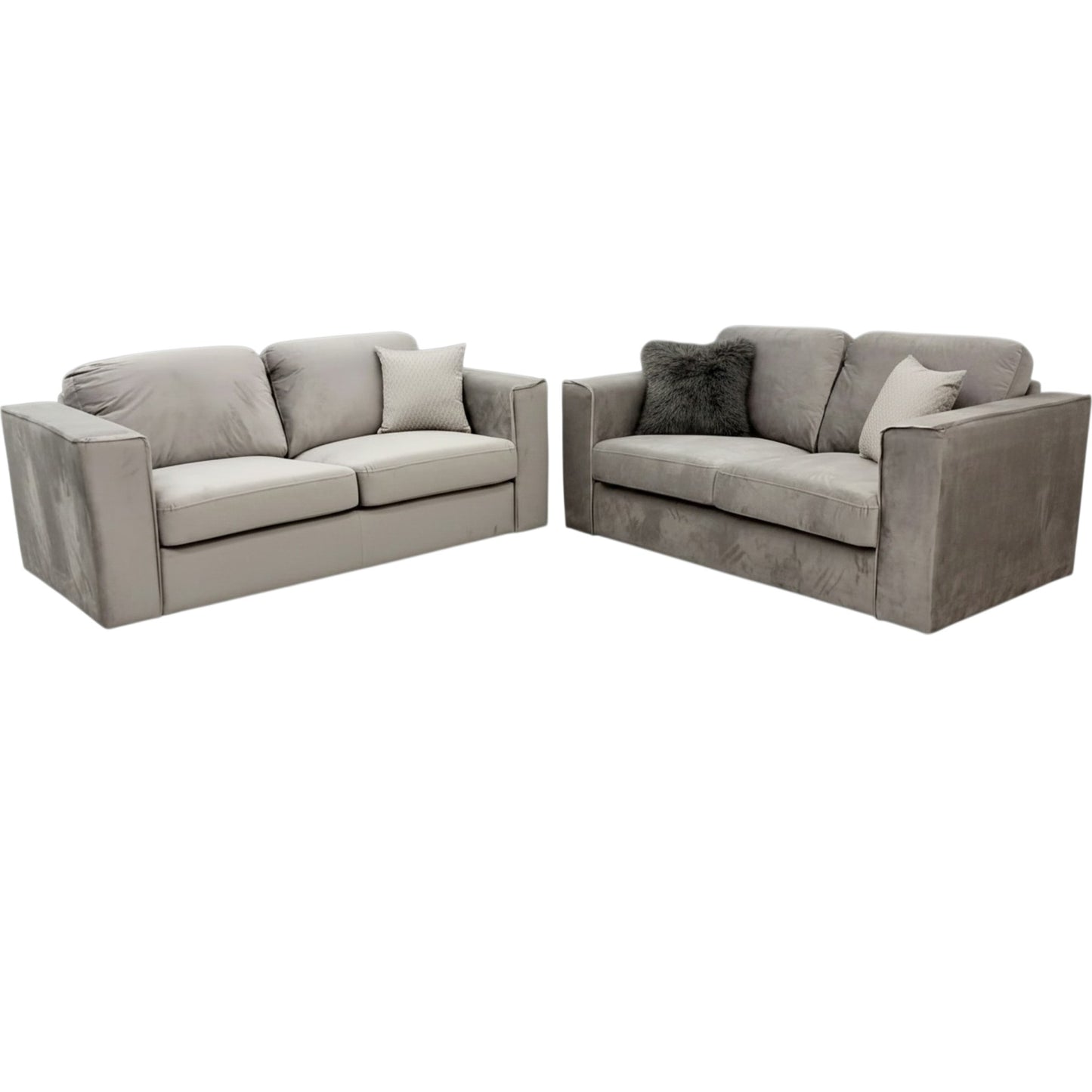 Hudson 3+2 Seater Sofa With Fixed Back Cushion In Steel Grey Velvet