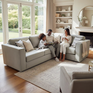 Hudson 4 Piece Corner Sofa With Fixed Full Back In Pebble Grey Velvet Fabric