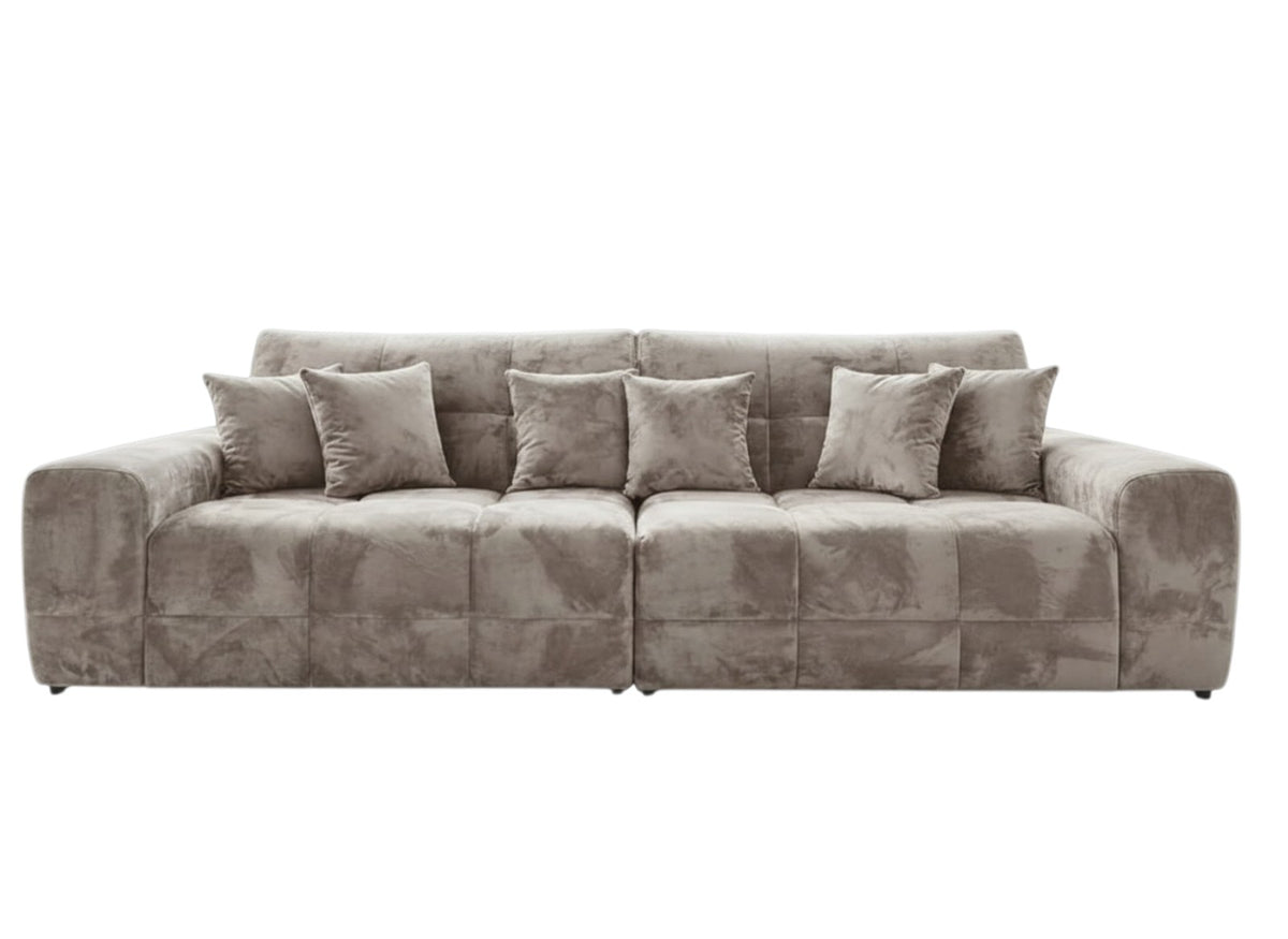 Jacob Mocha Brown Fabric 4 Seater Sofa