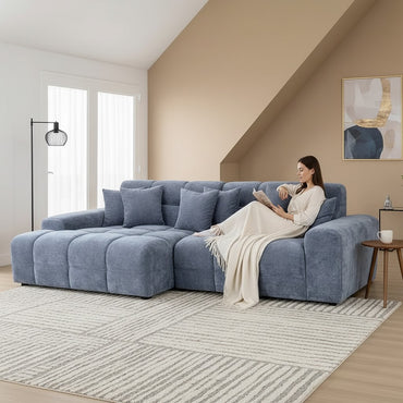 Jacob Steel Grey Fabric Left Hand L-Shape Corner Sofa