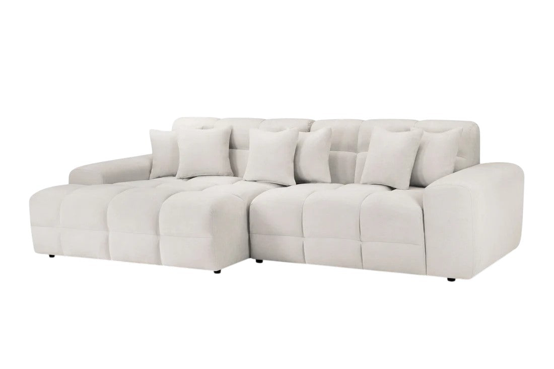 Jacob Beige Cream Fabric Left Hand L-Shape Corner Sofa