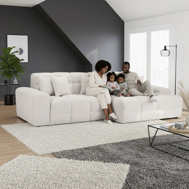 Jacob Beige Cream Fabric Right Hand L-Shape Corner Sofa